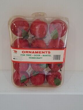 Vtg. 80s Kmart Apple Grannycore Cottagecore Christmas Fairycore Ornaments 12 Pc.